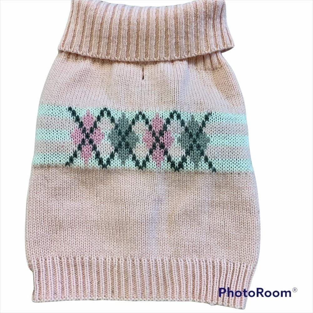 SMALL breed dog pastel pink knit turtleneck sweater size small